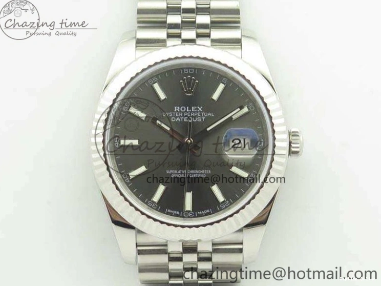 0201 DateJust 126334 SS REF 1:1 Best Edition Gray Dial Stick Markers On New Version Jubilee Bracelet A Bold 3477